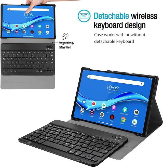 Alt view image 3 of 7 - Wireless Keyboard Case for Lenovo Tab K10 2021 / Lenovo Tab M10 FHD Plus 2020 2nd Gen 10.3 inch TB-X606F / TB-X606X Slim Shell Lightweight Stand Cover with Detachable Keyboard