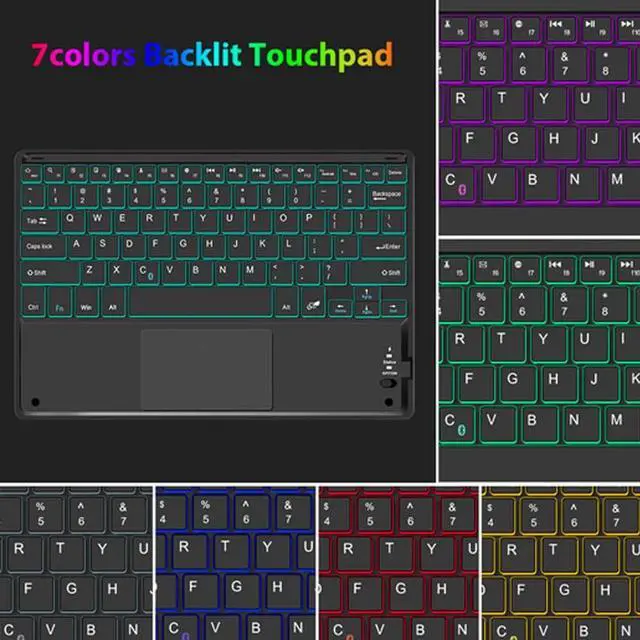 Alt view image 3 of 7 - Wireless Touchpad Keyboard Case for Lenovo Tab K10 10.3 inch 2021 / Lenovo Tab M10 FHD Plus 2020 2nd Gen 10.3 inch Slim Shell Stand Cover with Detachable Keyboard, 7 Colors Backlit