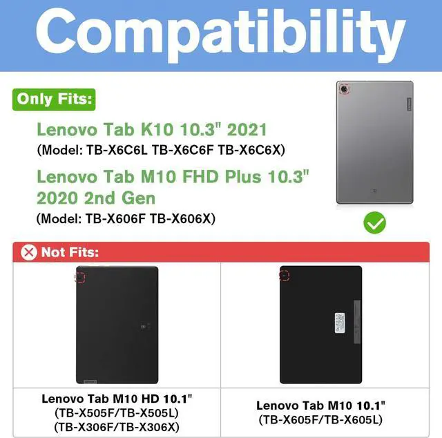 Alt view image 2 of 7 - Wireless Touchpad Keyboard Case for Lenovo Tab K10 10.3 inch 2021 / Lenovo Tab M10 FHD Plus 2020 2nd Gen 10.3 inch Slim Shell Stand Cover with Detachable Keyboard, 7 Colors Backlit