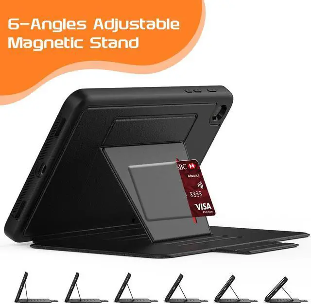 Alt view image 2 of 7 - Magnetic Case for Samsung Galaxy Tab A 8.4 2020 Tablet Model SM-T307 / SM-T307U, Multi-Angle Viewing Smart Protective Stand Cover with Card Slot, Auto Wake/Sleep