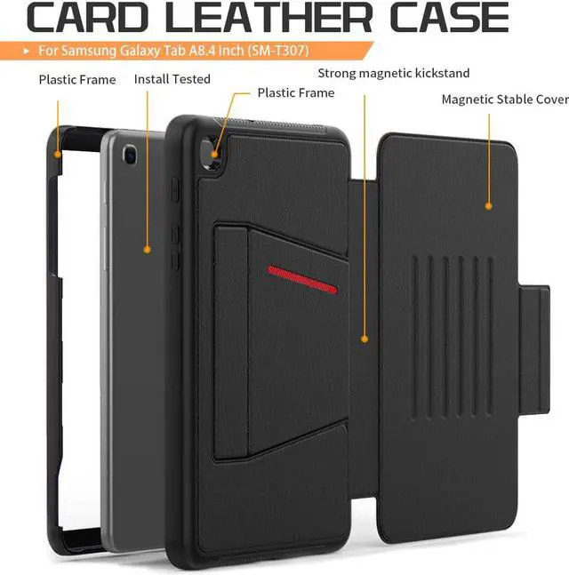 Alt view image 7 of 7 - Magnetic Case for Samsung Galaxy Tab A 8.4 2020 Tablet Model SM-T307 / SM-T307U, Multi-Angle Viewing Smart Protective Stand Cover with Card Slot, Auto Wake/Sleep