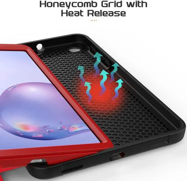 Alt view image 5 of 7 - Magnetic Case for Samsung Galaxy Tab A 8.4 2020 Tablet Model SM-T307 / SM-T307U, Multi-Angle Viewing Smart Protective Stand Cover with Card Slot, Auto Wake/Sleep Red