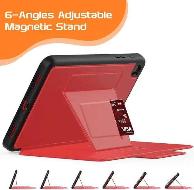 Alt view image 2 of 7 - Magnetic Case for Samsung Galaxy Tab A 8.4 2020 Tablet Model SM-T307 / SM-T307U, Multi-Angle Viewing Smart Protective Stand Cover with Card Slot, Auto Wake/Sleep Red