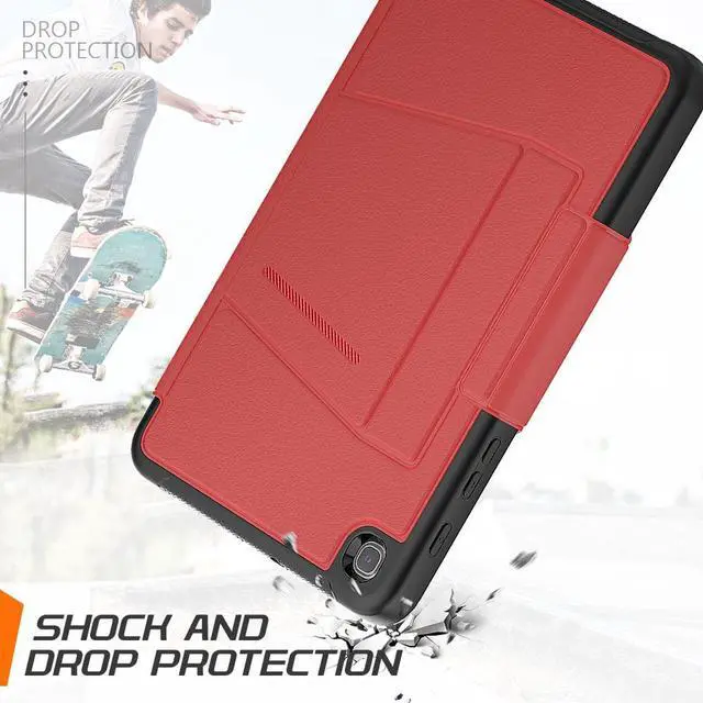 Alt view image 6 of 7 - Magnetic Case for Samsung Galaxy Tab A 8.4 2020 Tablet Model SM-T307 / SM-T307U, Multi-Angle Viewing Smart Protective Stand Cover with Card Slot, Auto Wake/Sleep Red