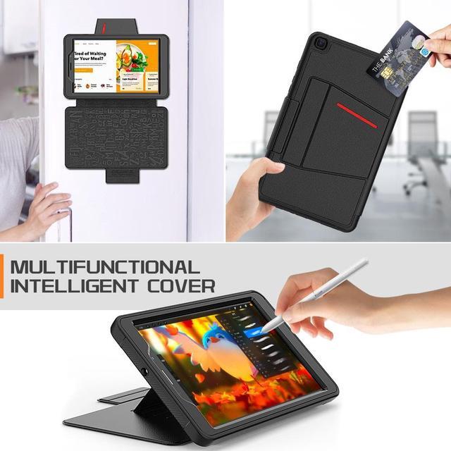 Alt view image 7 of 7 - Magnetic Case for Samsung Galaxy Tab A 8.0 inch 2019 Model SM-T290/T295/T297 Multi-Angle Viewing Smart Protective Stand Cover with Card Slot, Auto Wake/Sleep