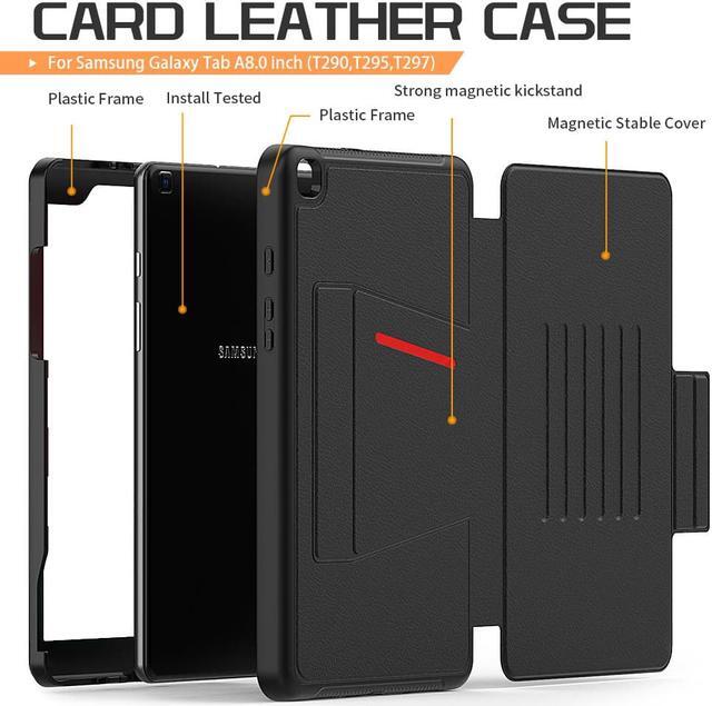 Alt view image 2 of 7 - Magnetic Case for Samsung Galaxy Tab A 8.0 inch 2019 Model SM-T290/T295/T297 Multi-Angle Viewing Smart Protective Stand Cover with Card Slot, Auto Wake/Sleep