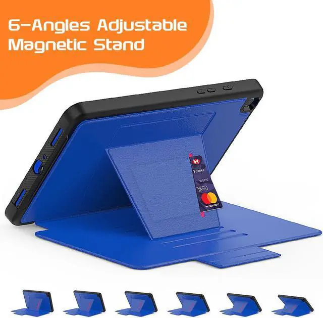 Alt view image 2 of 7 - Magnetic Case for Samsung Galaxy Tab A 8.0 inch 2019 Model SM-T290/T295/T297 Multi-Angle Viewing Smart Protective Stand Cover with Card Slot, Auto Wake/Sleep Blue