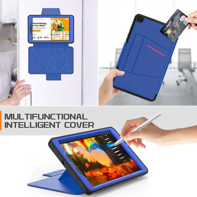 Alt view image 4 of 7 - Magnetic Case for Samsung Galaxy Tab A 8.0 inch 2019 Model SM-T290/T295/T297 Multi-Angle Viewing Smart Protective Stand Cover with Card Slot, Auto Wake/Sleep Blue