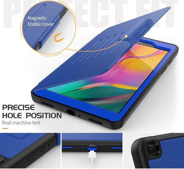 Alt view image 3 of 7 - Magnetic Case for Samsung Galaxy Tab A 8.0 inch 2019 Model SM-T290/T295/T297 Multi-Angle Viewing Smart Protective Stand Cover with Card Slot, Auto Wake/Sleep Blue