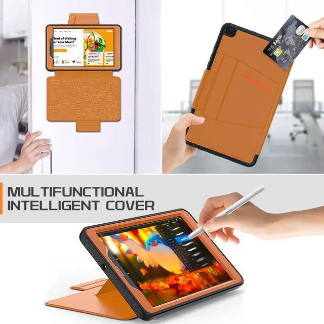 Alt view image 5 of 7 - Magnetic Case for Samsung Galaxy Tab A 8.0 inch 2019 Model SM-T290/T295/T297 Multi-Angle Viewing Smart Protective Stand Cover with Card Slot, Auto Wake/Sleep Brown