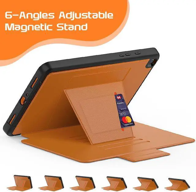 Alt view image 2 of 7 - Magnetic Case for Samsung Galaxy Tab A 8.0 inch 2019 Model SM-T290/T295/T297 Multi-Angle Viewing Smart Protective Stand Cover with Card Slot, Auto Wake/Sleep Brown