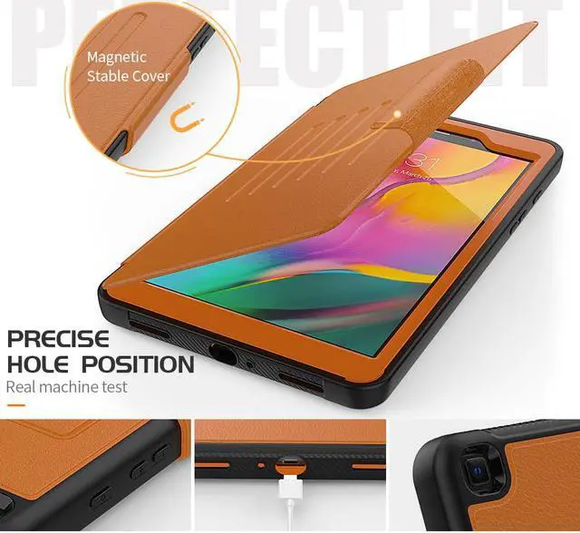 Alt view image 4 of 7 - Magnetic Case for Samsung Galaxy Tab A 8.0 inch 2019 Model SM-T290/T295/T297 Multi-Angle Viewing Smart Protective Stand Cover with Card Slot, Auto Wake/Sleep Brown