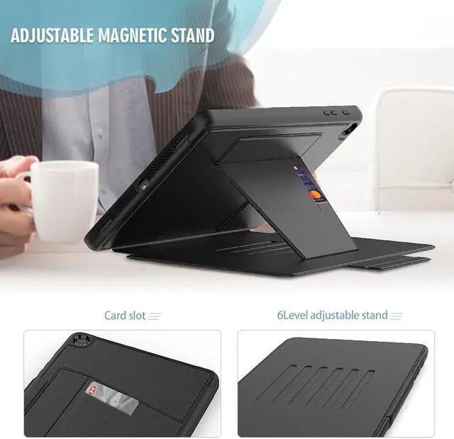 Alt view image 3 of 7 - Magnetic Case for Samsung Galaxy Tab A 10.1 2019 Model SM-T510/T515/T517 Multi-Angle Viewing Smart Protective Stand Cover with Card Slot, Auto Wake/Sleep