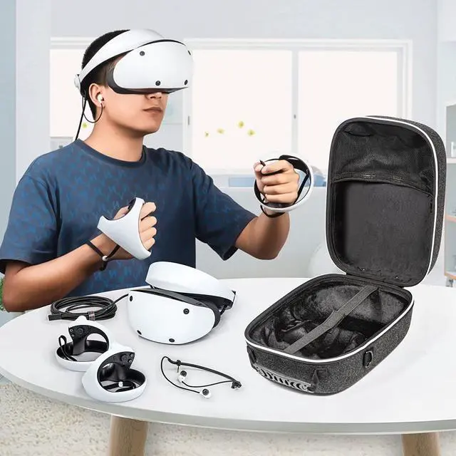 Alt view image 6 of 7 - Hard Carrying Case Compatible with Playstation VR2 Gaming Headset and Touch Controllers Accessories, PS VR2 Portable Case Suitable for Travel and Home Storage