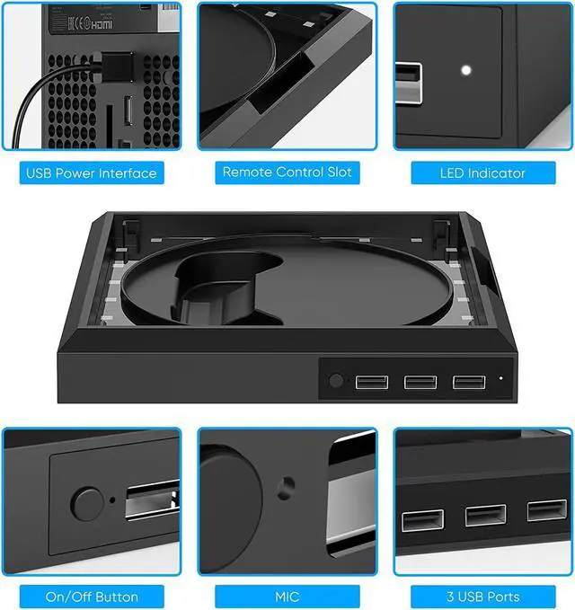 Alt view image 6 of 7 - LED Light Stand Station for Xbox Series X / S with 3 Ports USB Hub, 2.0 High Speed USB Hub Splitter and Colorful RGB Light Stand Compatible with Xbox Series X/S Console