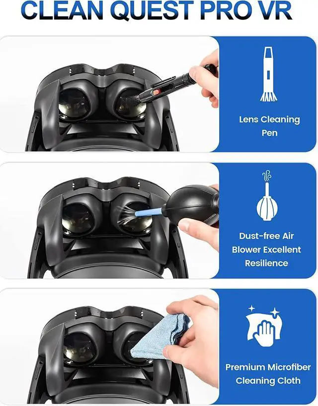 Alt view image 6 of 7 - 6 in 1 Carrying Case for Meta Quest Pro/Meta Quest 2 Accessories Kit with 20FT Link Cable, VR Headset Cleaning Kit, Lens Protector, for Travel and Home Storage