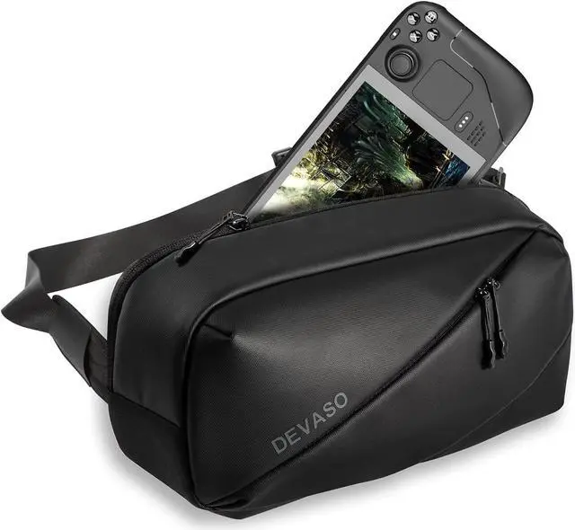 Main image of Carrying Case for Steam Deck, Protective Shoulder Bag with Pockets Fit for Steam Deck Console, Original AC Charger Adapter and dock station, Joystick Protectors, Fan Cooler and USB C Cable