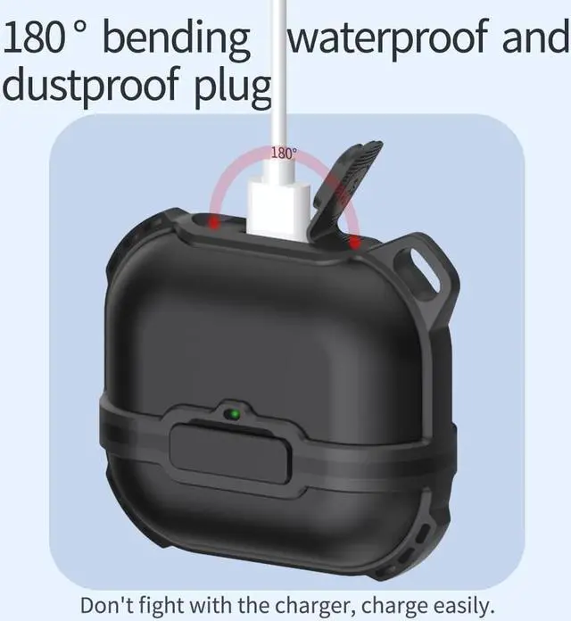 Alt view image 4 of 7 - AirPods 3rd Generation 2021 Case, Compatible Wireless Charging, LED Light Visible, IP68 Waterproof Shockproof Dustproof Full-Body Protective Cover for AirPods 3 with Keychain