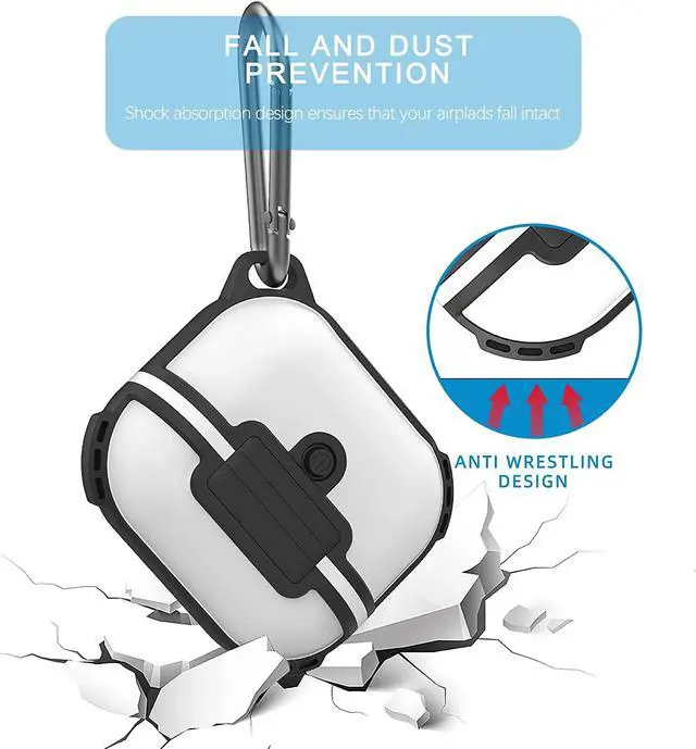 Alt view image 3 of 7 - AirPods 3rd Generation 2021 Case, Compatible Wireless Charging, LED Light Visible, IP68 Waterproof Shockproof Dustproof Full-Body Protective Cover for AirPods 3 with Keychain White