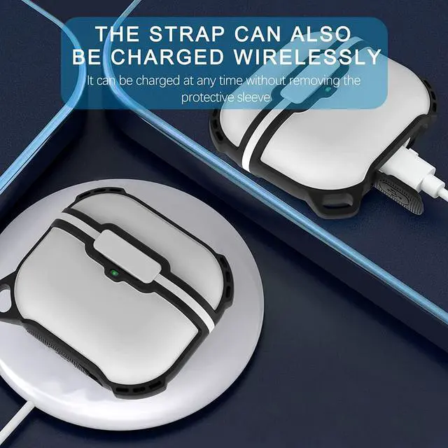 Alt view image 4 of 7 - AirPods 3rd Generation 2021 Case, Compatible Wireless Charging, LED Light Visible, IP68 Waterproof Shockproof Dustproof Full-Body Protective Cover for AirPods 3 with Keychain White