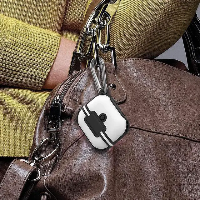 Alt view image 7 of 7 - AirPods 3rd Generation 2021 Case, Compatible Wireless Charging, LED Light Visible, IP68 Waterproof Shockproof Dustproof Full-Body Protective Cover for AirPods 3 with Keychain White