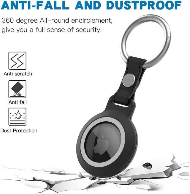 Alt view image 3 of 7 - IP68 Waterproof AirTag Keychain Holder Case, Lightweight, Anti-Scratch, Easy Installation,Soft Full-Body Shockproof Air Tag Holder for Luggage,Keys, Dog Collar