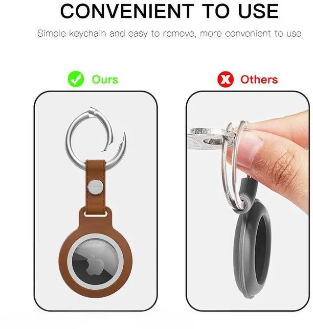 Alt view image 7 of 7 - IP68 Waterproof AirTag Keychain Holder Case, Lightweight, Anti-Scratch, Easy Installation,Soft Full-Body Shockproof Air Tag Holder for Luggage,Keys, Dog Collar Brown