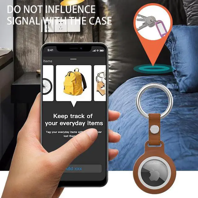 Alt view image 6 of 7 - IP68 Waterproof AirTag Keychain Holder Case, Lightweight, Anti-Scratch, Easy Installation,Soft Full-Body Shockproof Air Tag Holder for Luggage,Keys, Dog Collar Brown