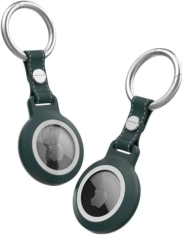 Main image of IP68 Waterproof AirTag Keychain Holder Case, Lightweight, Anti-Scratch, Easy Installation,Soft Full-Body Shockproof Air Tag Holder for Luggage,Keys, Dog Collar Green