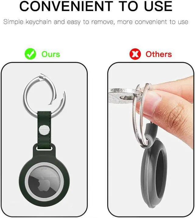 Alt view image 7 of 7 - IP68 Waterproof AirTag Keychain Holder Case, Lightweight, Anti-Scratch, Easy Installation,Soft Full-Body Shockproof Air Tag Holder for Luggage,Keys, Dog Collar Green