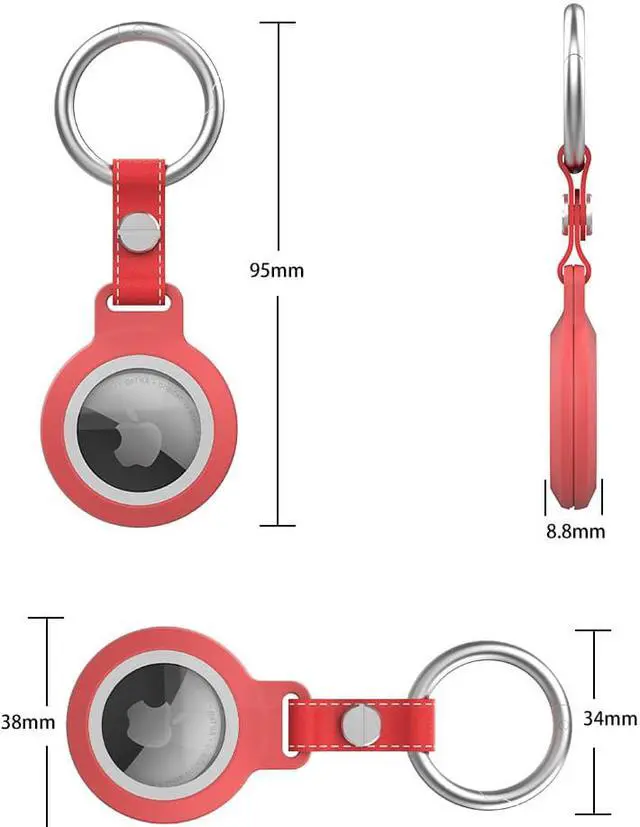Alt view image 4 of 7 - IP68 Waterproof AirTag Keychain Holder Case, Lightweight, Anti-Scratch, Easy Installation,Soft Full-Body Shockproof Air Tag Holder for Luggage,Keys, Dog Collar Red