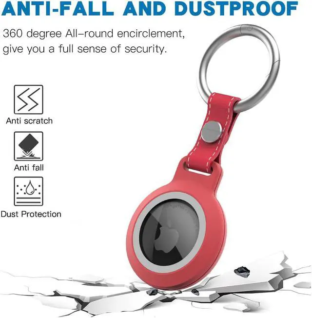Alt view image 3 of 7 - IP68 Waterproof AirTag Keychain Holder Case, Lightweight, Anti-Scratch, Easy Installation,Soft Full-Body Shockproof Air Tag Holder for Luggage,Keys, Dog Collar Red