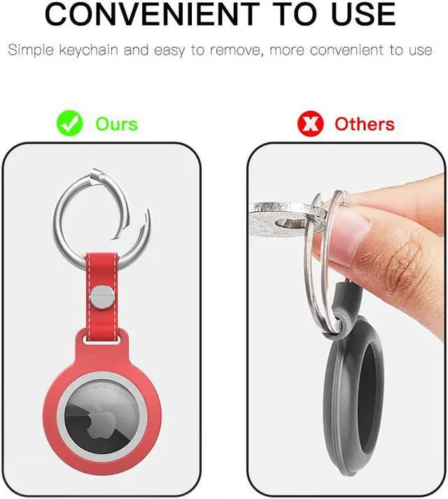 Alt view image 7 of 7 - IP68 Waterproof AirTag Keychain Holder Case, Lightweight, Anti-Scratch, Easy Installation,Soft Full-Body Shockproof Air Tag Holder for Luggage,Keys, Dog Collar Red