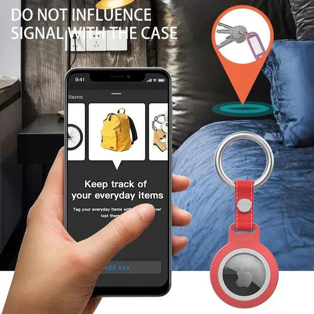 Alt view image 6 of 7 - IP68 Waterproof AirTag Keychain Holder Case, Lightweight, Anti-Scratch, Easy Installation,Soft Full-Body Shockproof Air Tag Holder for Luggage,Keys, Dog Collar Red