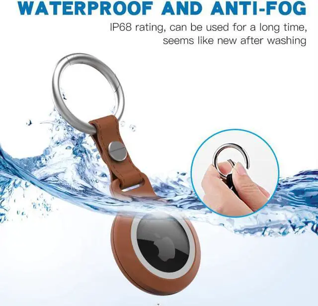 Alt view image 2 of 7 - IP68 Waterproof AirTag Keychain Holder Case, Lightweight, Anti-Scratch, Easy Installation,Soft Full-Body Shockproof Air Tag Holder for Luggage,Keys, Dog Collar Brown