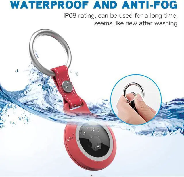 Alt view image 2 of 7 - IP68 Waterproof AirTag Keychain Holder Case, Lightweight, Anti-Scratch, Easy Installation,Soft Full-Body Shockproof Air Tag Holder for Luggage,Keys, Dog Collar Red