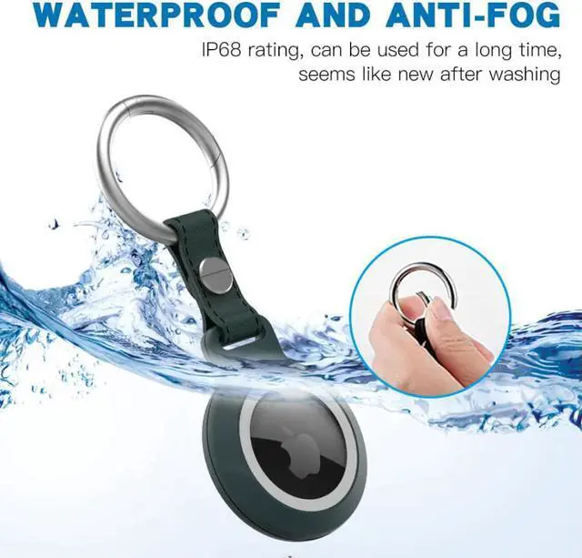 Alt view image 2 of 7 - IP68 Waterproof AirTag Keychain Holder Case, Lightweight, Anti-Scratch, Easy Installation,Soft Full-Body Shockproof Air Tag Holder for Luggage,Keys, Dog Collar Green