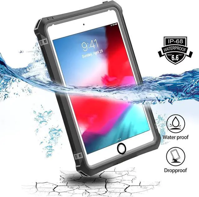 Alt view image 2 of 7 - iPad Mini 4 / Mini 5 Waterproof Case, Protective Full Body Shockproof Dustproof Cover Case with Adjustable Stand Built-in Screen Protector Shoulder Strap for Apple iPad Mini 5/iPad Mini 4 7.9 Inches