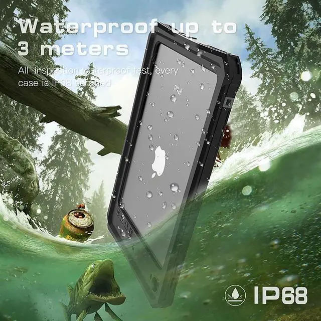 Alt view image 2 of 7 - Protective Case for iPad Mini 5 / Mini 4 7.9 Inches, IP68 Waterproof Dustproof Heavy Duty Shockproof Cover with Pencil Holder, Folding Kickstand, built-in Screen Protector, Shoulder Strap
