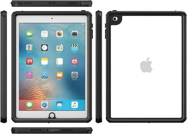 Alt view image 3 of 6 - iPad 9.7 inch 2017 2018 Waterproof Case, IP68 Waterproof 360 Degree All Round Protective Ultra Slim Thin Dust / Snow Proof with Shoulder Strap Shockproof Cover for Apple iPad 5th 6th Generation