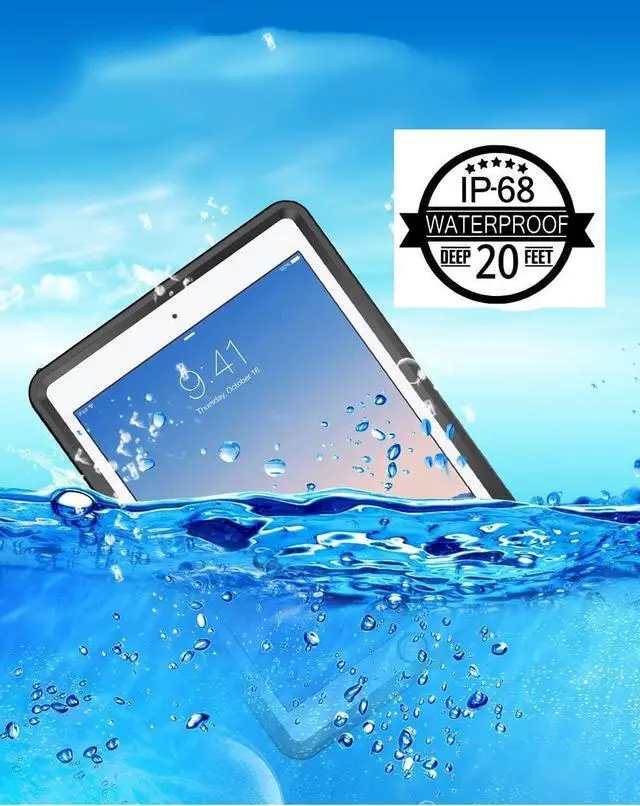 Alt view image 2 of 7 - iPad Air 3 Case 2019 / iPad Pro 10.5 Waterproof Case Rugged Full Body Protective Transparent Shockproof Cover with Built in Screen Protector, Kickstand, Shoulder strap, Black