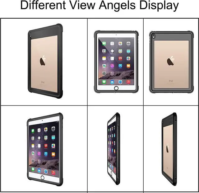 Alt view image 6 of 7 - iPad Air 3 Case 2019 / iPad Pro 10.5 Waterproof Case Rugged Full Body Protective Transparent Shockproof Cover with Built in Screen Protector, Kickstand, Shoulder strap, Black