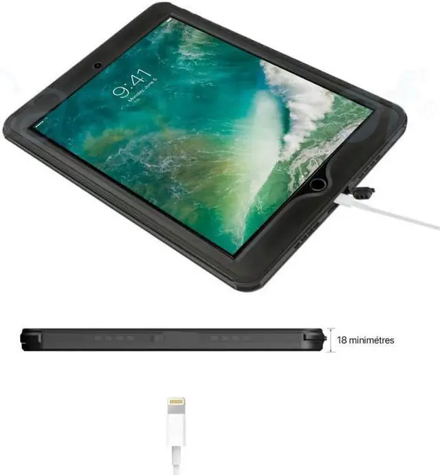 Alt view image 4 of 7 - Waterproof Case for iPad Air 3 2019 / iPad Pro 10.5 inch 2017 Full Body Protection Shockproof Dustproof Protective Cover with Built in Screen Protector, Kickstand, Shoulder Strap