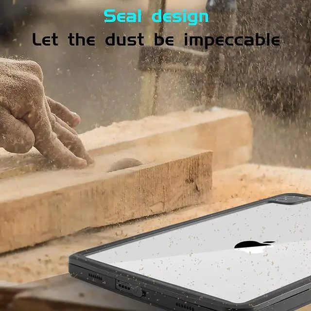 Alt view image 6 of 7 - Waterproof Case for iPad Pro 12.9 inch 2022 2021 6th/5th Generation, Shockproof Drop Proof Protective Cover High Touch Sensitivity with Shouder Strap,Built-in Screen Protector