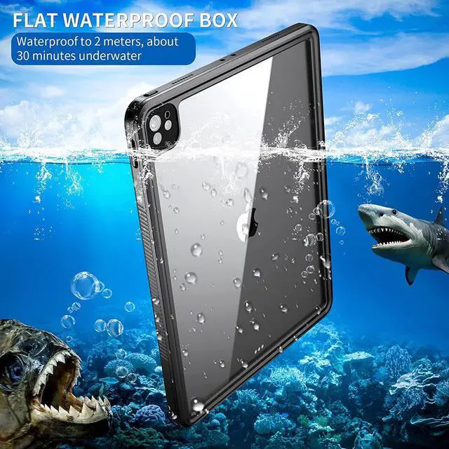 Alt view image 2 of 7 - Waterproof Case for iPad Pro 12.9 inch 2022 6th Gen / iPad Pro 12.9 2021 5th Gen Full Body Protection Shockproof Dustproof Protective Cover with Built in Screen Protector, Kickstand, Shoulder Strap