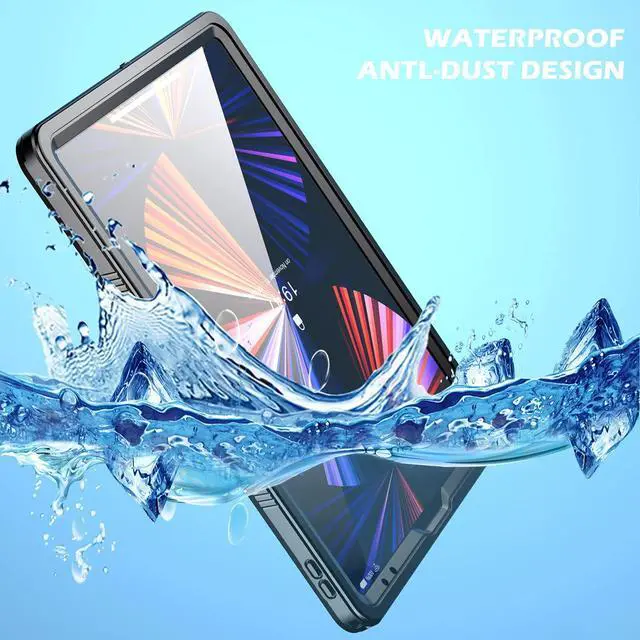 Alt view image 2 of 7 - Waterproof Case for iPad Pro 12.9 inch 2020 4th Generation, Shockproof Drop Proof Protective Cover High Touch Sensitivity with Shouder Strap,Built-in Screen Protector