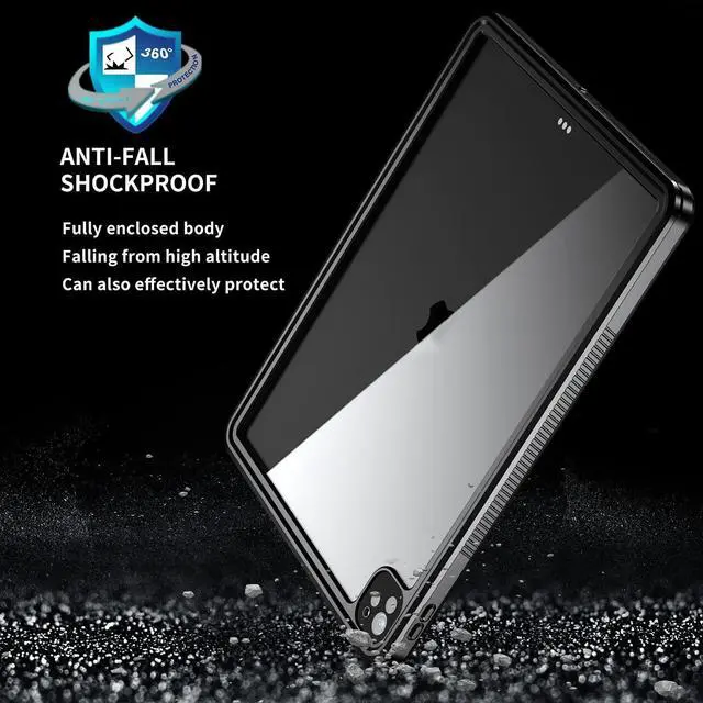 Alt view image 3 of 7 - Waterproof Case for iPad Pro 12.9 inch 2020 4th Generation, Shockproof Drop Proof Protective Cover High Touch Sensitivity with Shouder Strap,Built-in Screen Protector