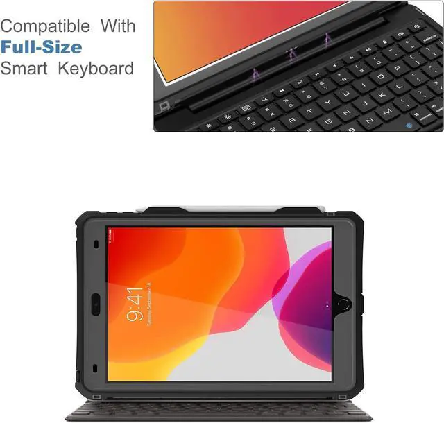 Alt view image 6 of 7 - iPad 10.2 9th / 8th / 7th Generation Waterproof Case, Full-Body Heavy Duty Shockproof Protective Cover with Built-in Screen Protector, Kickstand, Shoulder Strap for iPad 10.2 2021 / 2020 / 2019