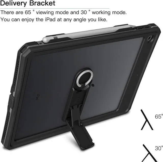 Alt view image 5 of 7 - Waterproof Case For iPad 10.2 inch 9th 8th 7th Generation / iPad 10.2 2021/2020/2019 ,ShockProof Bumper Full-Body Protective Cover with Built-in Screen Protector  /Shoulder Strap/Stand/Pencil Holder