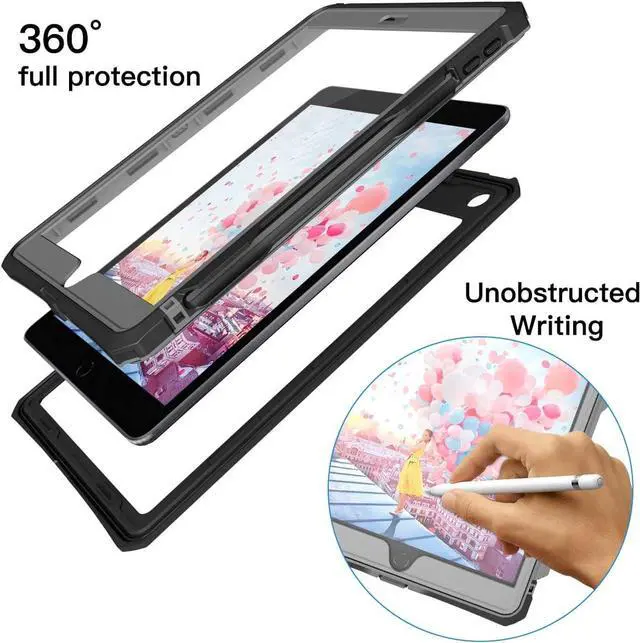 Alt view image 4 of 7 - Waterproof Case For iPad 10.2 inch 9th 8th 7th Generation / iPad 10.2 2021/2020/2019 ,ShockProof Bumper Full-Body Protective Cover with Built-in Screen Protector  /Shoulder Strap/Stand/Pencil Holder